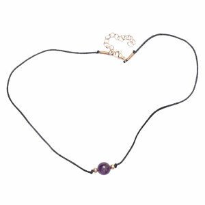 Ametyst korálek náhrdelník bavlněná šňůrka - délka cca 39 cm