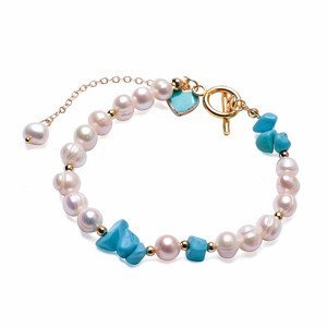 Howlit modrý a bílé perly náramek - délka cca 19 cm