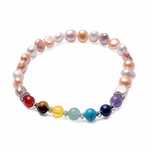 Čakrový náramek z barevných perel - obvod cca 17 až 22 cm