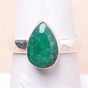 Smaragd indický - upravený prsten stříbro Ag 925 R675 - 53 mm (US 6,5), 3,9 g