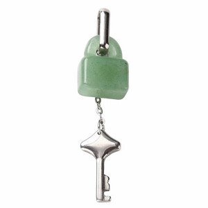 Avanturín zelený přívěsek Zámek s klíčem - cca 1,5 cm