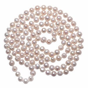 Exkluzivní dámský perlový náhrdelník z bílých perel 114 cm - délka cca 114 cm
