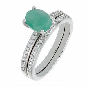 Sada stříbrných prstenů s broušeným smaragdem Ag 925 046587 EM - 52 mm (US 6), 3,6 g