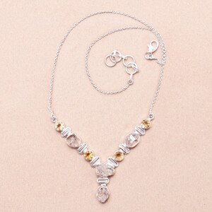 Herkimer diamant náhrdelník stříbro Ag 925 76954 - 42 - 46 cm, 13,6 g