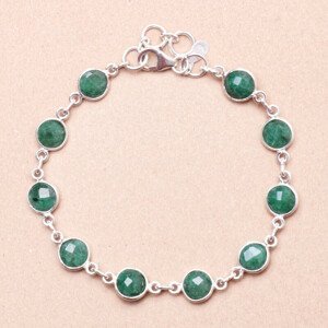 Smaragd indický (upravený) náramek stříbro Ag 925 36897 - 18 - 20 cm, 6,9 g