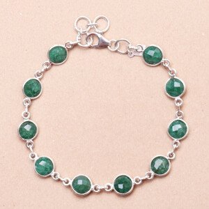 Smaragd indický (upravený) náramek stříbro Ag 925 36894 - 18 - 20 cm, 7,1 g