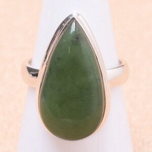 Jadeit nefrit prsten stříbro Ag 925 LOT15 - 55 mm (US 7,5), 6,9 g