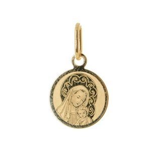 Zlatý přívěšek destička Panna Marie s Ježíškem ZZ0782F + dárek zdarma