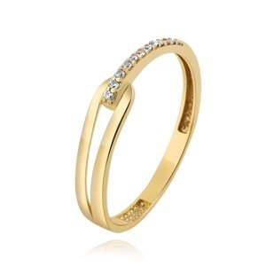 Dámský prsten ze žlutého zlata s čirými zirkony PR0641F + DÁREK ZDARMA