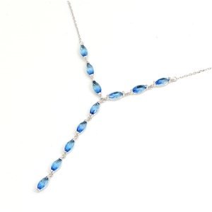 Dámský stříbrný náhrdelník s modrými zirkony 42-45 cm STNAH199F + dárek zdarma