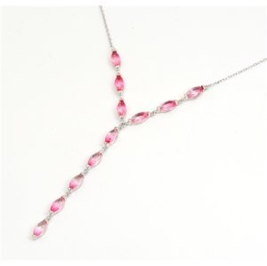 Dámský stříbrný náhrdelník s růžovými zirkony 42-45 cm STNAH200F + dárek zdarma