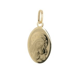 Zlatý přívěšek destička madonka Panna Marie s Ježíškem ZZ1090F + dárek zdarma