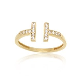 Dámský prsten ze žlutého zlata se zirkony PR0643F + DÁREK ZDARMA