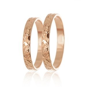 Snubní prsteny z růžového zlata ryté SNUB0135R + DÁREK ZDARMA