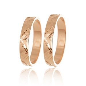 Snubní prsteny z růžového zlata ryté SNUB0136R + DÁREK ZDARMA