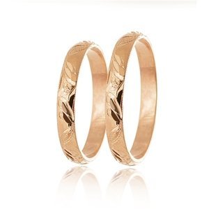Snubní prsteny z růžového zlata půlkulaté ryté SNUB0137R + DÁREK ZDARMA