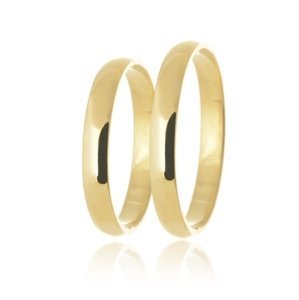 Snubní prsteny ze žlutého zlata půlkulaté hladké SNUB0139 + DÁREK ZDARMA