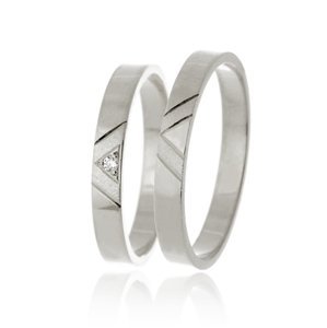 Snubní prsteny z bílého zlata SNUB0141B + DÁREK ZDARMA