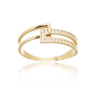 Dámský prsten ze žlutého zlata se zirkony PR0657F + DÁREK ZDARMA