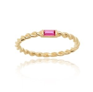 Dámský prsten ze žlutého zlata s rubínkem PR0669F + DÁREK ZDARMA