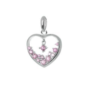 Stříbrný přívěšek srdce s růžovými zirkony STRZ1065F
