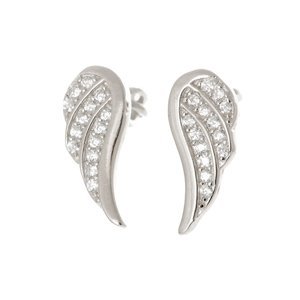 Stříbrné náušnice andělská křídla se zirkony STNAU1757F