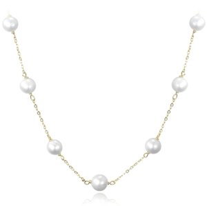 Stříbrný zlacený náhrdelník s přírodními perlami JMAS7052GN42 + dárek zdarma