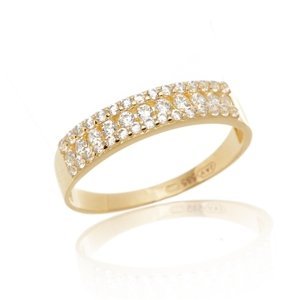 Dámský prsten ze žlutého zlata se zirkony PR0706F + DÁREK ZDARMA