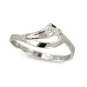 Prsten z bílého zlata s diamantem BP0048 + DÁREK ZDARMA