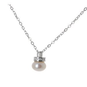 Dámský stříbrný náhrdelník s perlou 59840F
