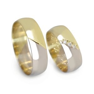 Zlaté snubní prsteny dvoubarevné 0119 + DÁREK ZDARMA