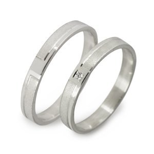Snubní prsteny z bílého zlata 0134 + DÁREK ZDARMA