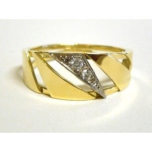 Zlatý prsten se zirkony/diamanty 0061 + DÁREK ZDARMA