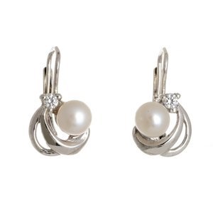 Dámské stříbrné naušnice s perlou STNAU0677F