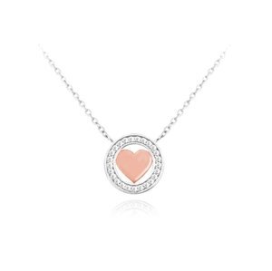 Stříbrný náhrdelník se zirkony srdce JMAS0080BN45