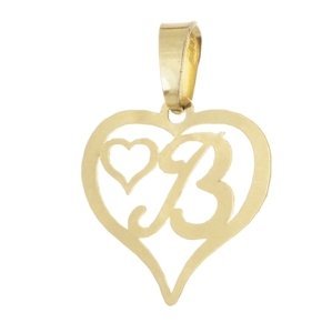 Přívěšek srdce s písmenem B ze žlutého zlata ZZ0583F