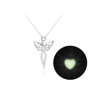 Stříbrný náhrdelník svítící anděl JMAN0157SN45