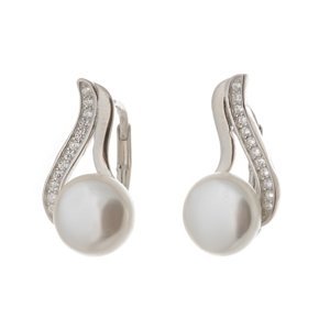 Dámské stříbrné perlové naušnice 65026F