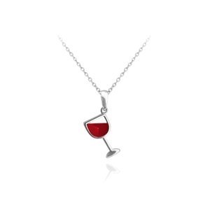 Dámský stříbrný náhrdelník sklenička vína JMAN0133SN45