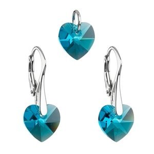 Sada šperků s krystaly Swarovski náušnice a přívěsek modrá srdce 39003.4