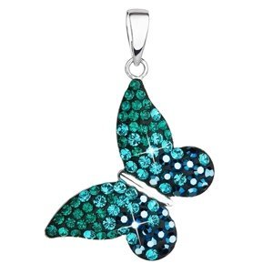 Stříbrný přívěsek s krystaly Swarovski zelený motýl 34192.3