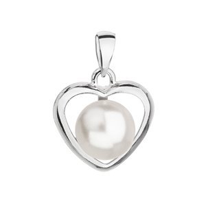 Stříbrný přívěsek s bílou perlou srdce 34246.1