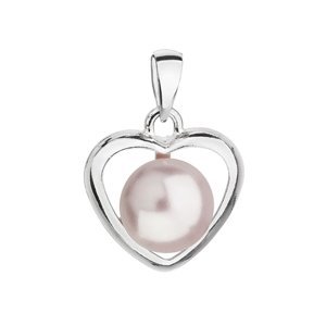 Stříbrný přívěsek s růžovou perlou srdce 34246.3