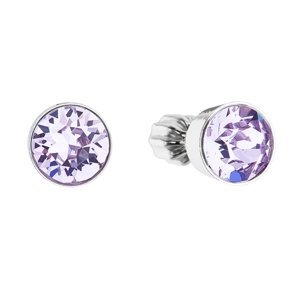 Stříbrné náušnice pecka s krystaly fialové kulaté 31113.3 violet