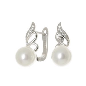 Dámské stříbrné naušnice s perlou STNAU0788F