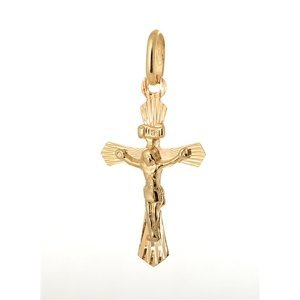 Přívěšek ze žlutého zlata křížek s Ježíšem ZZ0661F + dárek zdarma