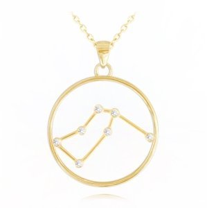 Stříbrný pozlacený náhrdelník znamení vodnář Minet Stars JMAS9502GN45