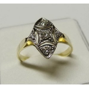 Zlatý prsten s diamanty/brilianty 0005 + DÁREK ZDARMA