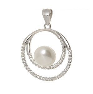 Stříbrný přívěšek s bílou perlou AGH645