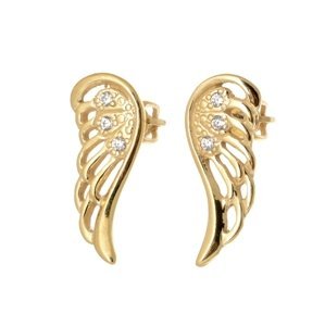 Sříbrné pozlacené naušnice andělská křídla STNAU0853F